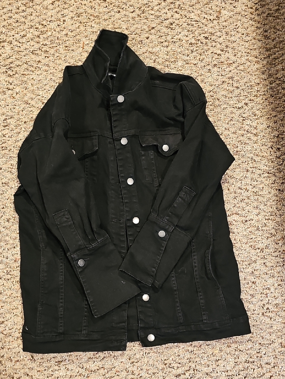 Fashion Nova Cassie Denim Black Long Button Jacket.. Size Small..free Shippg - Picture 3 of 7